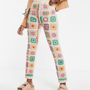 NWT Free People crochet zuri mom jeans in crochet denim